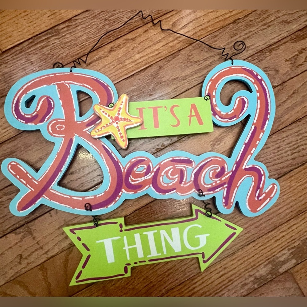 Colorful Beach Wall Sign Hanger 14x10